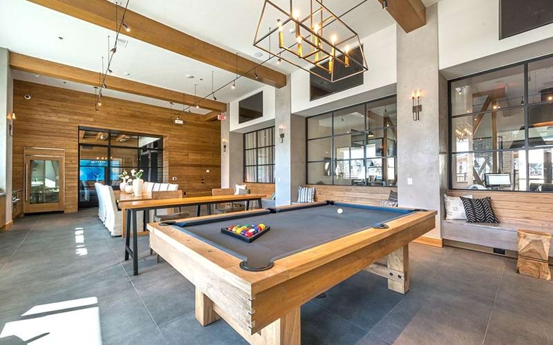 Large game room with billiards and foosball 